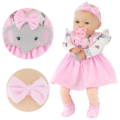Bibi Doll Lifelike Soft Realistic Baby Doll Girl Toy Pink Design & Sounds 18" Bibi Doll from B&Q