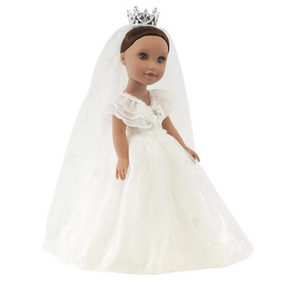 Bibi Doll 18" Fashion Baby Doll Bride Lily Gown Movable Toy Long Hair Kids Gift Bibi Doll from B&Q