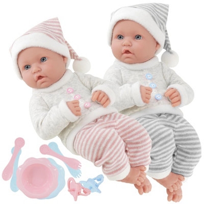 Bibi Doll Twin Baby Dolls 10 Inches Newborn Girl Boy Soft Vinyl Toy With Accessories Bibi Doll from B&Q