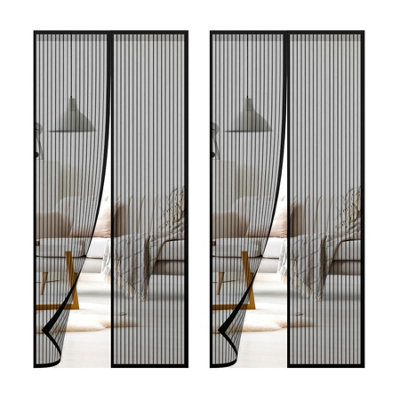 Geezy Magnetic Insect Door Screen Net Mesh Curtain Mosquito Fly Bug Black Set Of 2