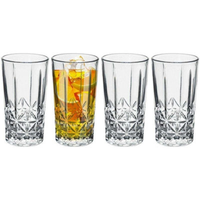 Geezy Set Of 4 Whisky Glasses Scotch Vodka Cocktail Drinking Glassware Tumbler 300Ml from B&Q