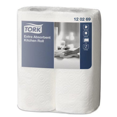 B&Q -  White Kitchen Towel Rolls 2 Ply Tissues 64 Sheets Per Roll Home Commercial Use