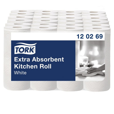B&Q -  White Kitchen Towel Rolls 2 Ply Tissues 64 Sheets Per Roll Home Commercial Use