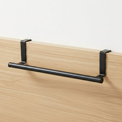 Geezy Black Over Door Hanging Towel Rail Holder Rack Hanger Kitchen Bathroom Cupboard