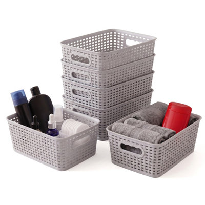 Geezy Plastic Storage Baskets Set Of 6 Stackable Bathroom Kitchen Cupboard Organisers from B&Q