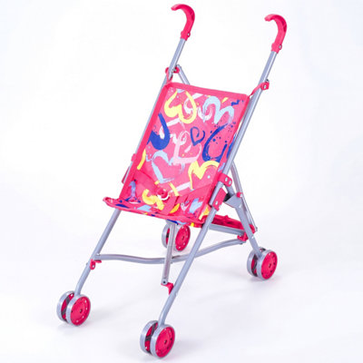 Bibi Doll Buggy Stroller Baby Dolls Foldable Pram Pink Doll Pushchair Kids Toy from B&Q