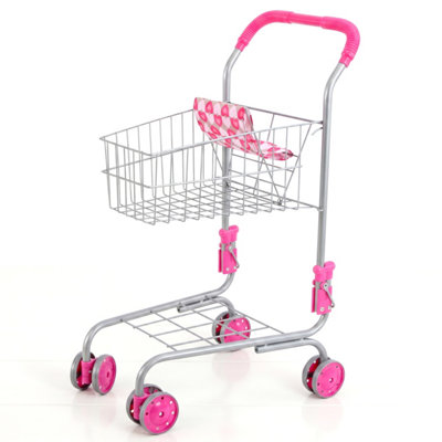 Bibi Doll Kids Shopping Trolley With Doll Seat Pretend Play Toy Metal Supermarket Cart from B&Q