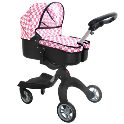 Bibi Doll Baby Dolls 2 In 1 Pram & Carrier Pushchair Toy With Adjustable Handle Bibi Doll