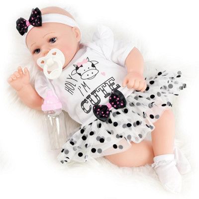 Bibi Doll Realistic Reborn Baby Doll Girl Open Eyes Certificate Dummy Bottle 17" Bibi Doll from B&Q