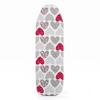 B&Q -  Ironing Board Cover Red Hearts Elasticated Easy Fit Heat Reflective 122X38Cm