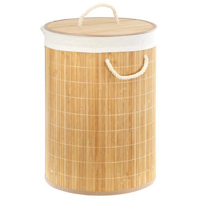 Geezy Bamboo Laundry Basket With Lid Foldable Washing Clothes Bin Hamper With Liner from B&Q