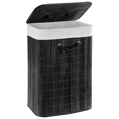 Geezy Bamboo Laundry Basket With Lid Foldable Washing Clothes Bin Hamper With Liner from B&Q