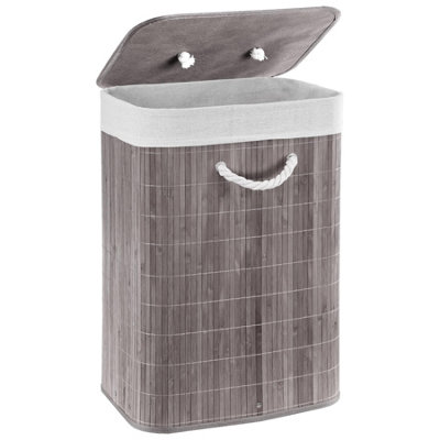 Geezy Bamboo Laundry Basket With Lid Foldable Washing Clothes Bin Hamper With Liner from B&Q