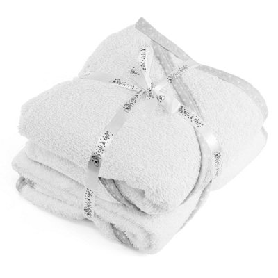 B&Q -  Hooded Baby Towels Pack Of 2 Cotton Newborn Bath Essentials Towel Wrap White