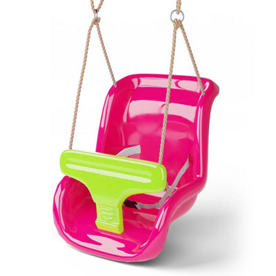 GEEZY The Magic Toy Shop Pink Swing Seat With Harness And Adjustable Rope For Toddlers Kids Babies Play from B&Q