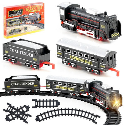The Magic Toy Shop Battery Operated Train Set With Track And Headlight Kids Toy 2.4M Railway Set from B&Q