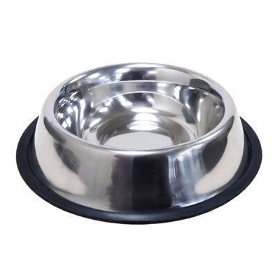 B&Q -  Large Dog Bowl Stainless Steel Non Slip Rubber Base Puppy Food Safe Water Feeder