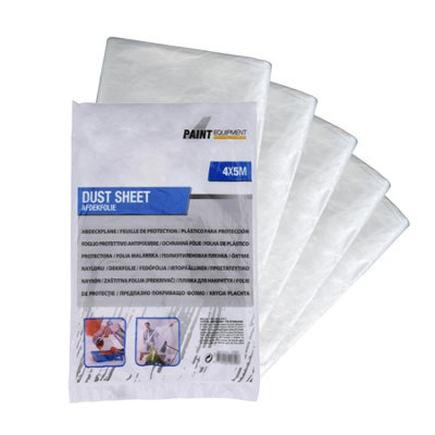 Geezy Set Of 5 Extra Large 4X5M Dust Sheets Plastic Sheet For Decorating & Protection from B&Q