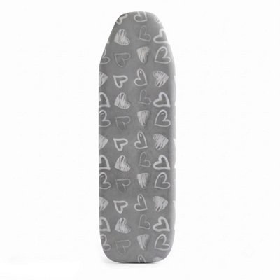 B&Q -  Ironing Board Cover Grey Hearts Elasticated Easy Fit Heat Reflective 122X38Cm