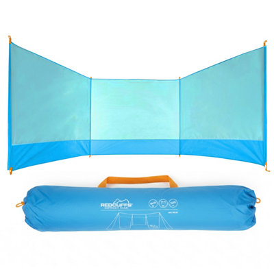 B&Q -  Windbreak For Camping Beach With Strong Poles Guy Lines Pegs Carry Bag 3 Panel