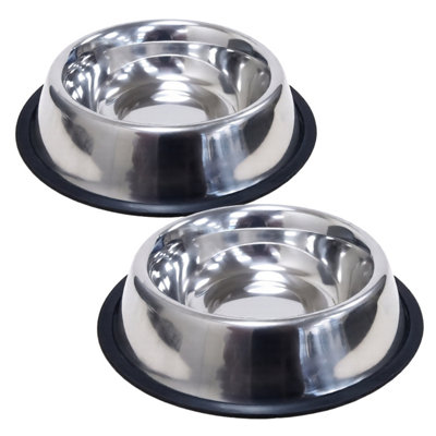Geezy Set Of Two Stainless Steel Dog Bowls Non Slip Dishwasher Safe Pets Food Bowl Water Bowl Large