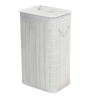 Geezy Bamboo Laundry Basket With Lid & Liner Foldable Rectangular Clothes Bin Hamper from B&Q