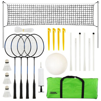 GEEZY The Magic Toy Shop Portable 2-In-1 Badminton Volleyball Set With Adjustable Net & Travel Carry Bag