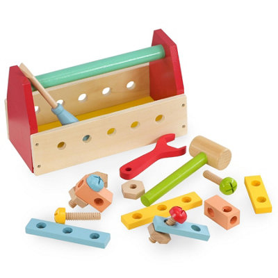 GEEZY The Magic Toy Shop 17Pcs Wooden Tool Box For Kids Educational Building & Role Play Toys Boys Girls