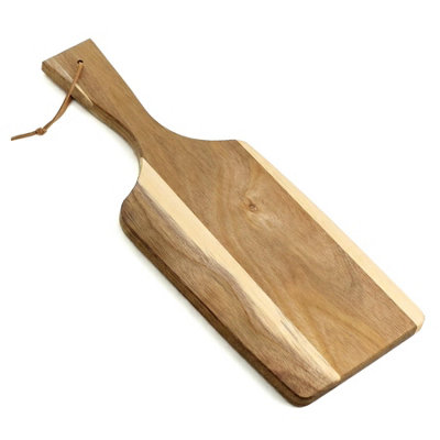 Geezy Wooden Cutting Board With Handle Acacia Chopping Serving Paddle Kitchen Cheese from B&Q