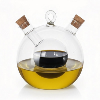 Geezy 2 In 1 Oil & Vinegar Dispenser Glass Olive Oil Pourer Dual Openings Bottle 490Ml from B&Q