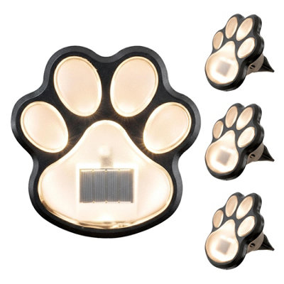 B&Q -  Paw Print Solar Stake Lights 4 Pcs Warm White Led Outdoor Garden Ornament Path