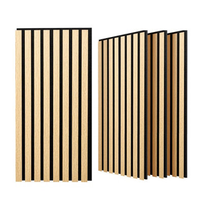 B&Q -  Acoustic Wall Panels 4 Pc Wood Panelling Mdf Slat Sound Absorbing Living Room