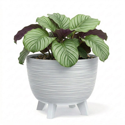 Geezy White Plant Pot With Legs 29Cm Indoor Outdoor Planter For Home Patio Garden from B&Q