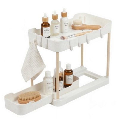 B&Q -  2 Tier Under Sink Organiser Pull Out Sliding Cabinet Bathroom Storage Kitchen
