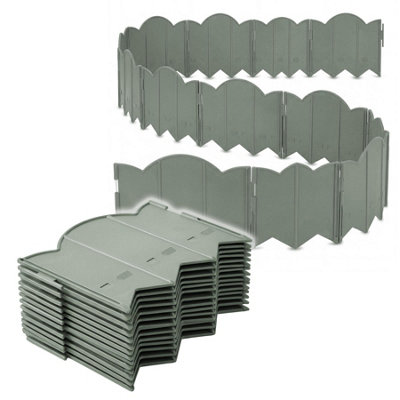 Geezy Garden Lawn Edging Fence Pack Of 12 Flowerbed Interlocking Border Panels Green from B&Q