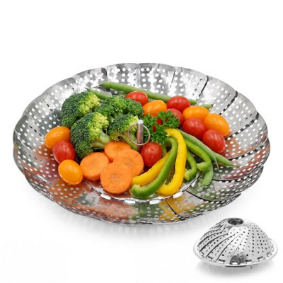 Geezy Collapsible Steamer Basket Food Vegetable Steaming Metal Insert 13.5 To 23Cm from B&Q