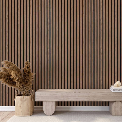 Strivo Acoustic Slat PanelWalnut 600mm X 2400mm from B&Q