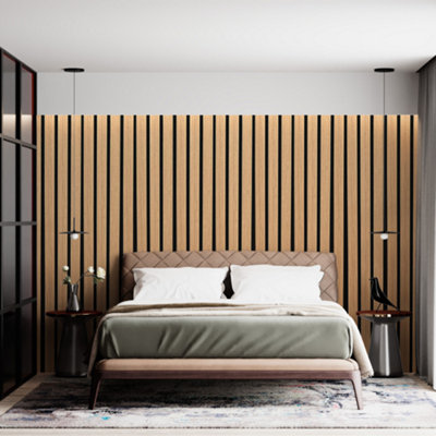 Strivo Acoustic Wide Slat Wall PanelNatural Oak from B&Q
