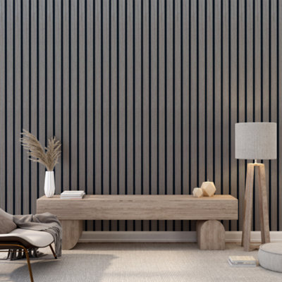 Strivo Acoustic Wide Slat Wall PanelWalnut from B&Q