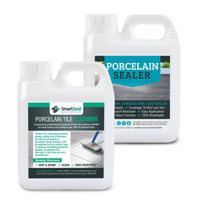  - Smartseal Porcelain Sealer And CleanerProfessional Porcelain Tile Cleaner For Indoor And Outdoor Use1L Cleaner And 1L Sealer