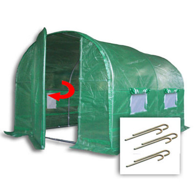 Crocodile Trading 3M X 2M + Anchorage Stake Kit (10' X 7' Approx) Pro+ Green Poly Tunnel from B&Q
