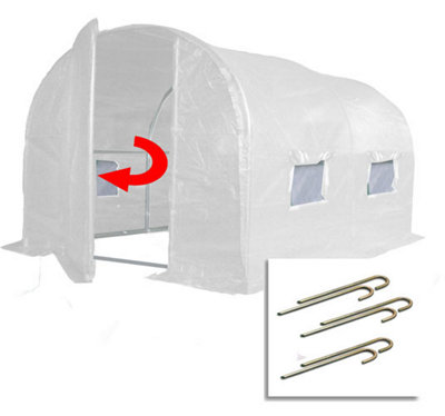 Crocodile Trading 3M X 2M + Anchorage Stake Kit (10' X 7' Approx) Pro+ White Polytunnel Greenhouse from B&Q