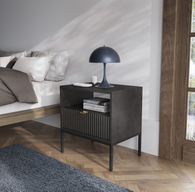 B&Q -  Nova Collection Bedside Table In Black
