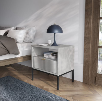 B&Q -  Nova Collection Bedside Table In Light Grey