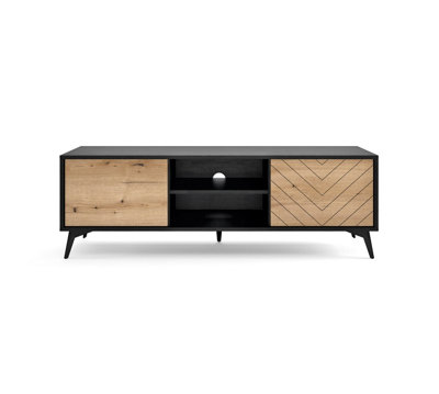 B&Q -  Diamond Tv Stand 154Cm In Black And Oak