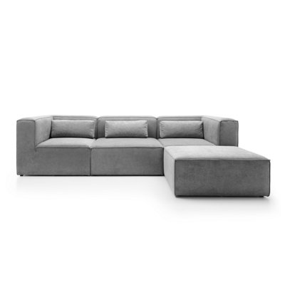 Abakus Direct Doris Modular Corner Sofa In Light Grey Cord Chenille from B&Q