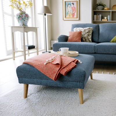 Abakus Direct Harper Collection Footstool In Dark Blue from B&Q