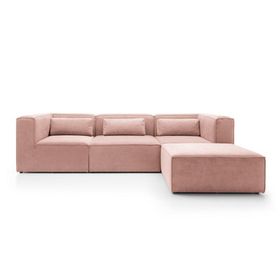 Abakus Direct Doris Modular Corner Sofa In Pink Cord Chenille from B&Q