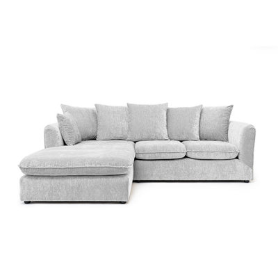 Abakus Direct Lucas Water Repellent Velvet Chenille Left Facing Corner Sofa In Silver