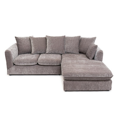 Abakus Direct Lucas Water Repellent Velvet Chenille Right Facing Corner Sofa In Grey from B&Q